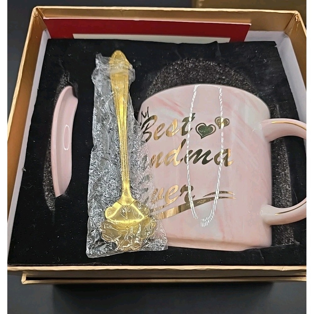 Art Works For Change Beautiful Luspan Pink Marble Gift Mug Set Best Grandma Ever